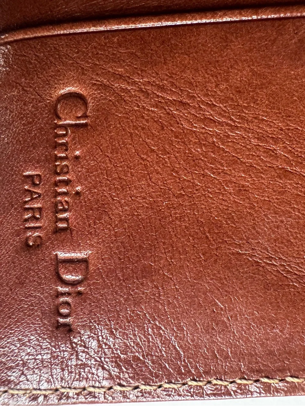 Dior Men’s Tan and Brown Ribbed Leather Wallet